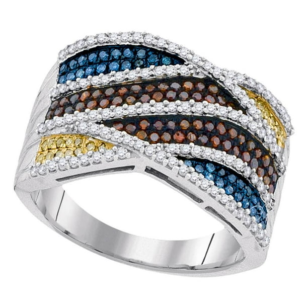 10kt Yellow Gold and Diamond Ring Band Style Double Heart Striped Ring 1/10 Cttw i2/i3, i/j 10kt Yellow Gold and Diamond Ring Band Style Double Heart Striped Ring 1/10 Cttw i2/i3, i/j